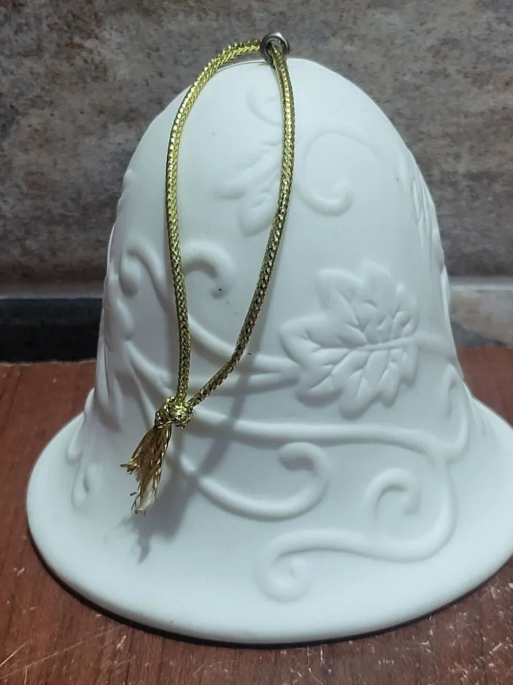 Vintage Matte White Porcelain Bell Ornament